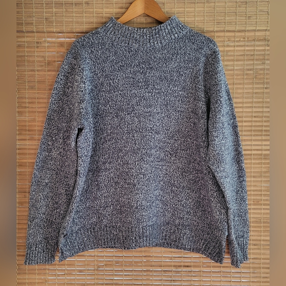 Old Navy Mock Neck Marled Knit Sweater, Navy and White, Women's XXL